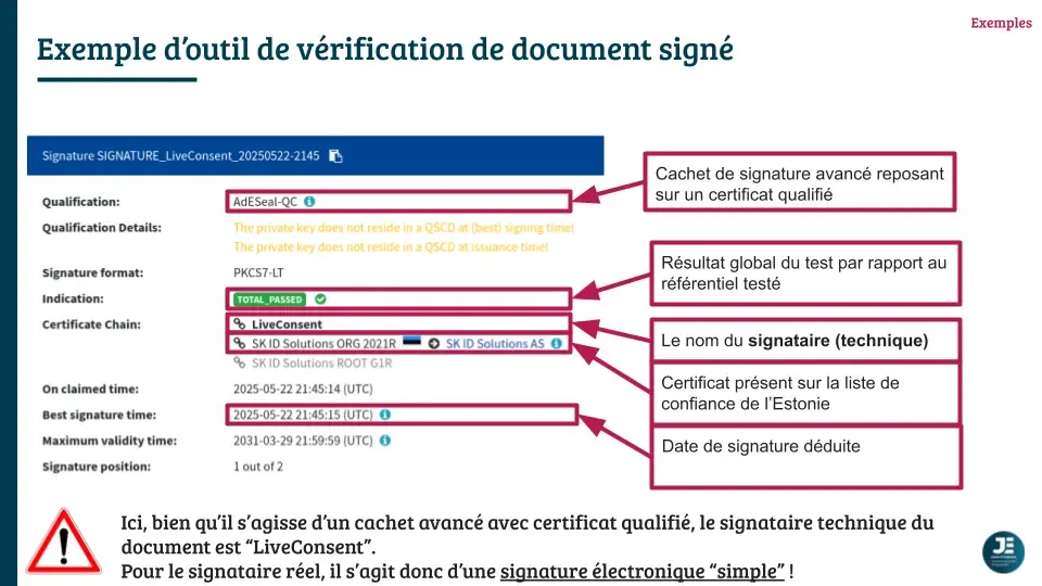 Vérification de signature électronique simple avec l'outil DSS